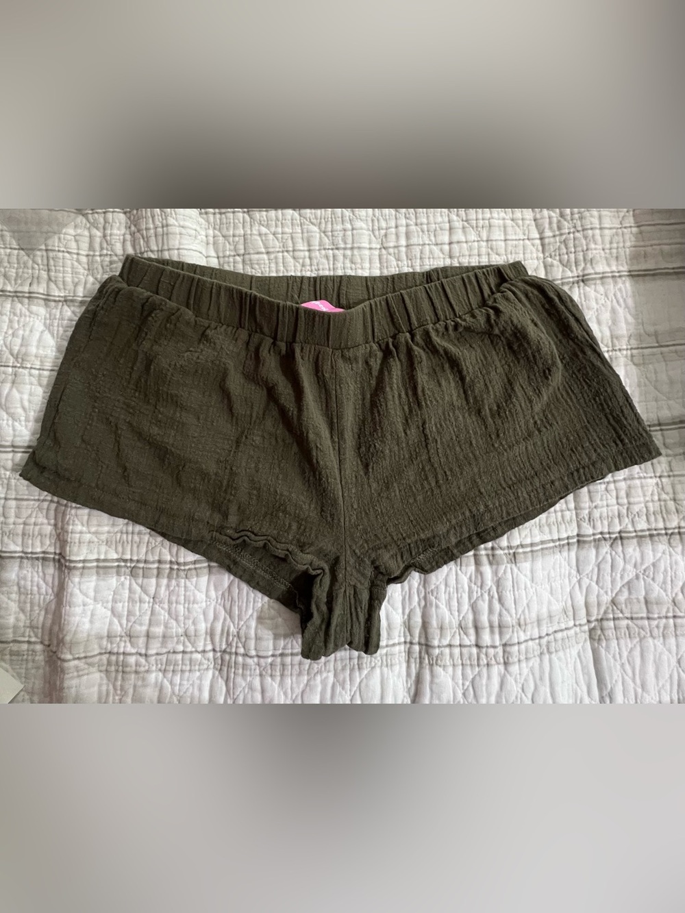 Edikted Gauzy Women's Olive Sleep Shorts - Lightweight Lounge Shorts Size Medium